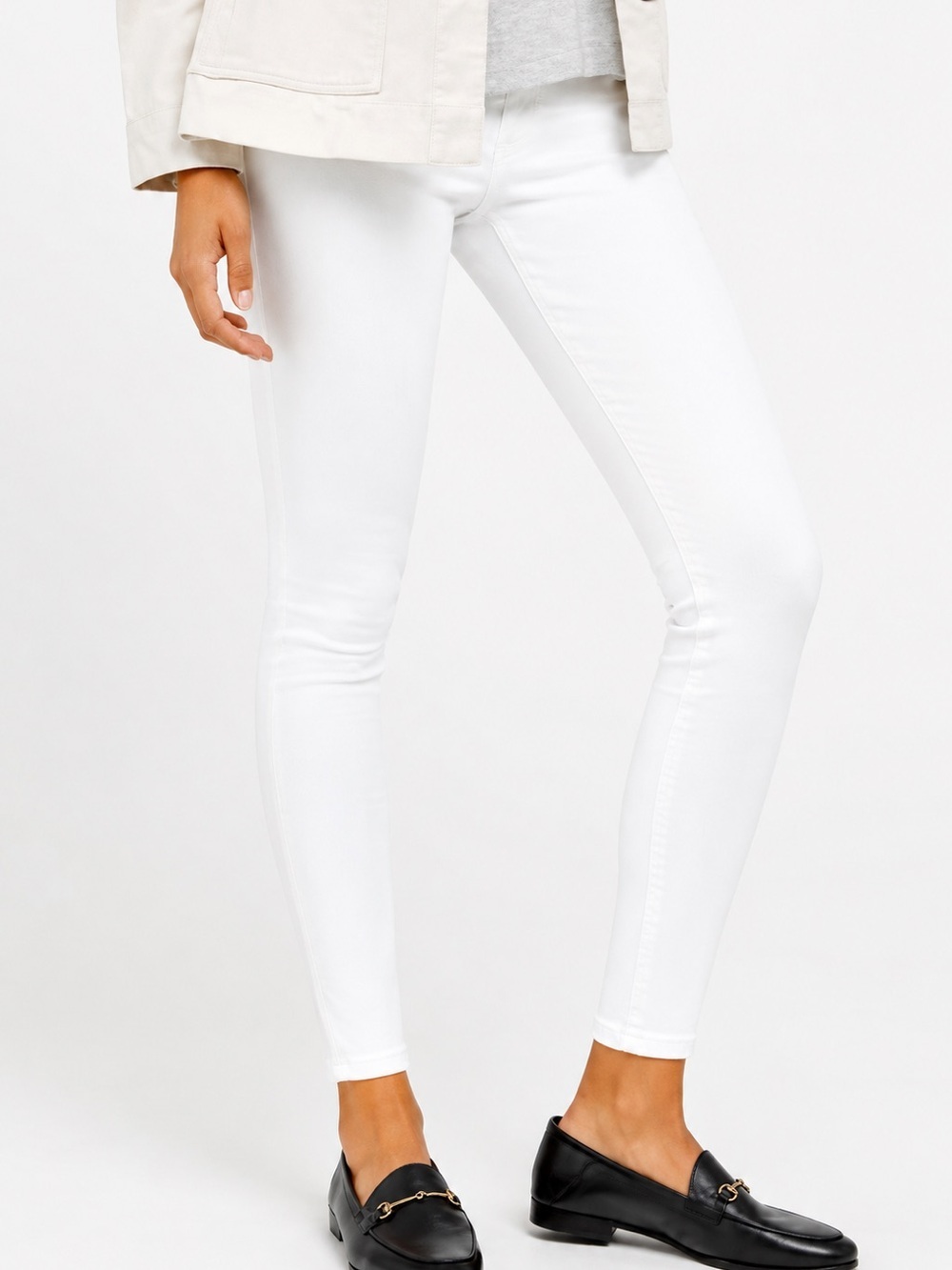 Spanx white ankle pull on jeans, XS